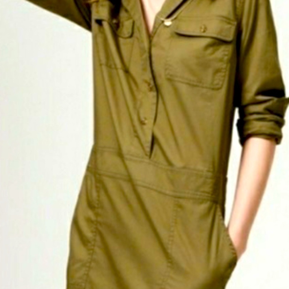 LOFT XS Utility dress chic olive green brand new with tags - Picture 2 of 10